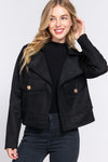 Faux Suede Open Front Oversize Jacket