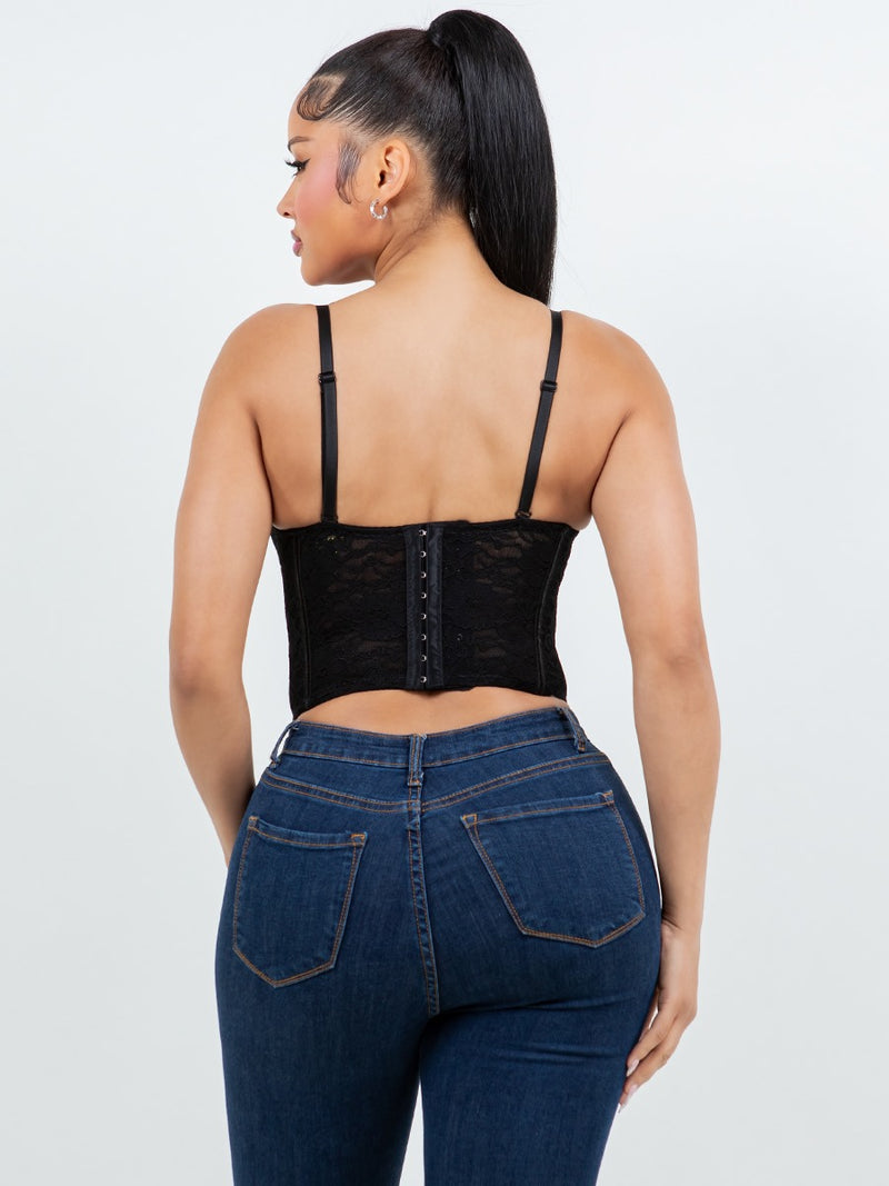 Lace Ruched Bra Corset Top