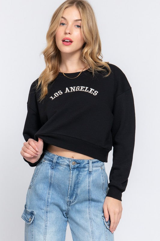 Los Angeles Embroidered Crop Sweatshirt
