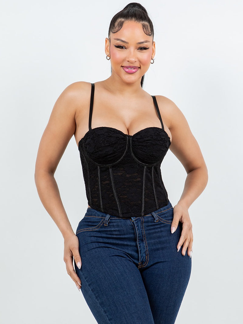 Lace Ruched Bra Corset Top