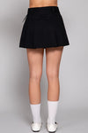 Belted Pleated Stretch Mini Skirt