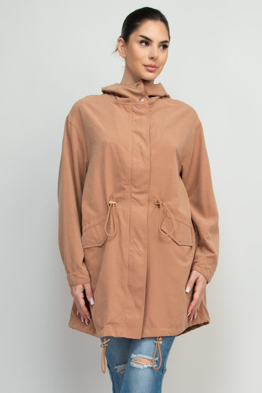 Peach Skin Mock Hooded Jacket