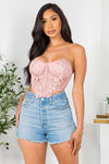Flower Embroidered Corset Top