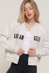 Fleece Los Angeles Embroidered Bomber Jacket