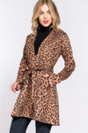 Animal Print Belted Suede Jacket