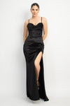 Mermaid Cowl Neck Satin Gown