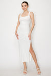 Lace Trim Tank Dress w/Slit