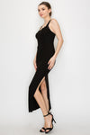 Lace Trim Tank Dress w/Slit