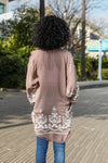 Embroidered Floral Bell Sleeve Kimono