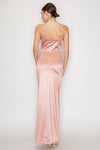 Stretch Satin High Slit Asym Gown