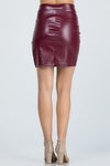 Pleather Open Slit Side Skirt