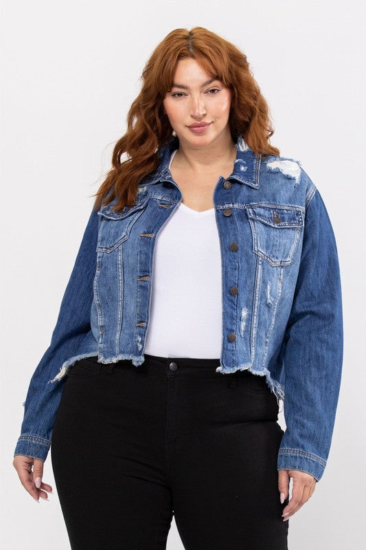 Uneven Fray Destroy Fitted Jacket