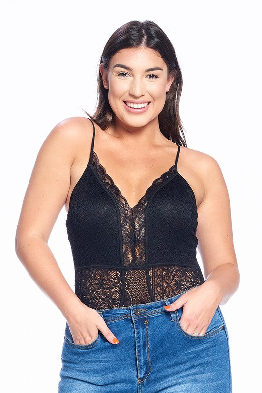 Lace V-Neck Cami Bodysuit