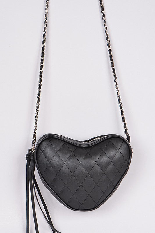 Quilted Heart Chain Crossbody