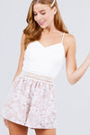 Lace Waist Floral Band Romper