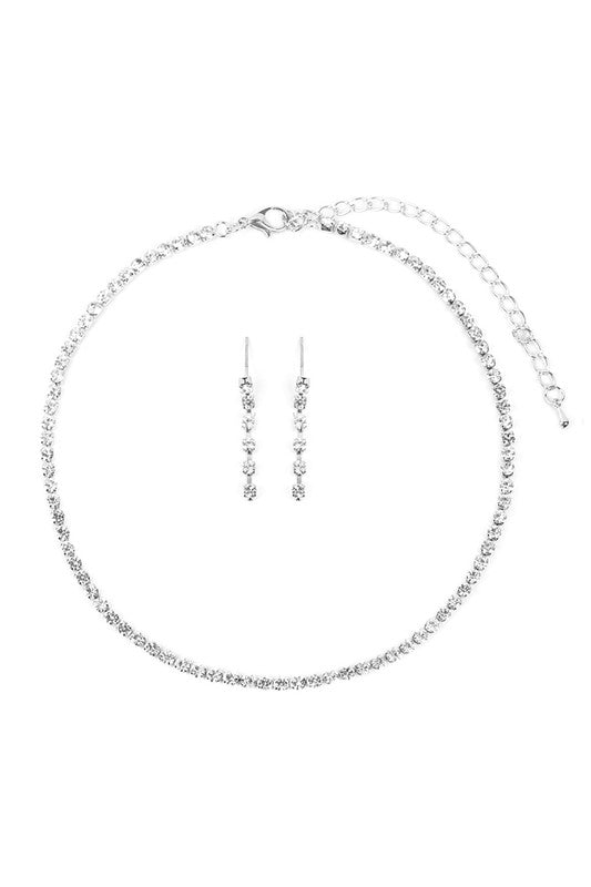 14'' Rhinestone Necklace and Earrings Set