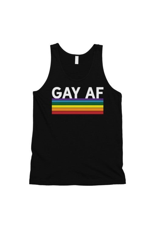 Gay AF Rainbow Stripe Tank Top