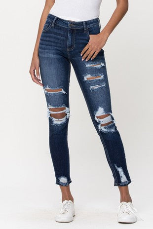 Mid Rise Sanded Ripped Jeans