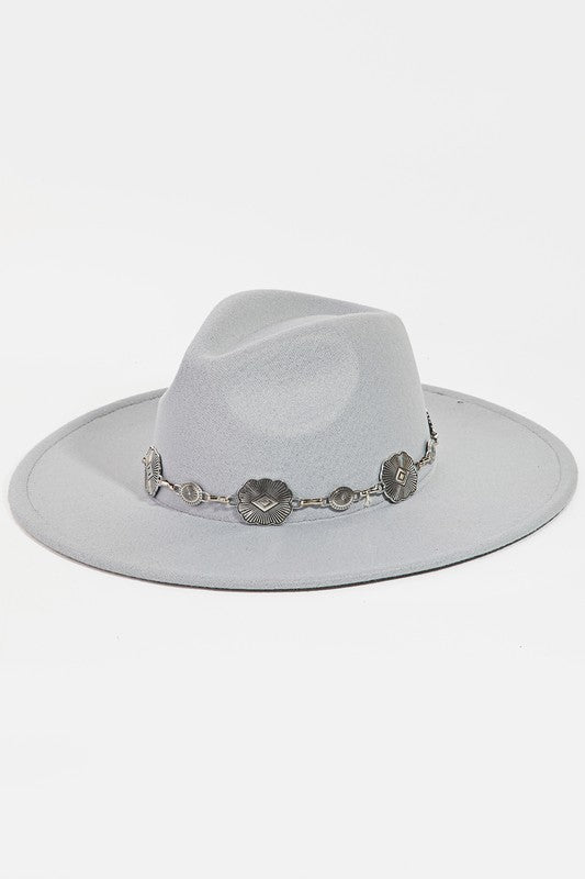 S.Western Chain Wide Brim Hat Grey