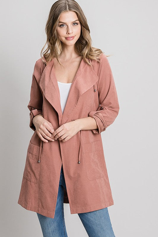 Hooded Peach Skin Jacket