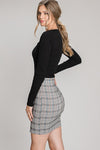Plaid Print Side Slit Mini Skirt