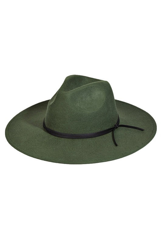 Flat Brim Leather Strap Hat