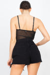 Lace Mesh Trim Padded Tank Top