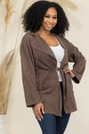 Tie Belt Collared Hooded Jacket