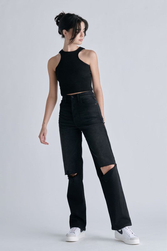 Women's Ultra High-Rise Black Dad Jeans