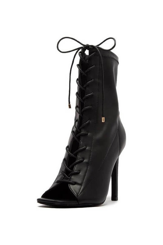 Highlight Lace Up Open Ankle Boot Heel