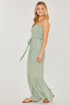 Smocked Sleeveless Ruffle Wide Leg Jumpsuit