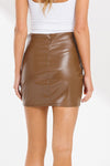 PU Side Slit Mini Skirt