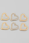 Pearled Heart Stud Earrings Set