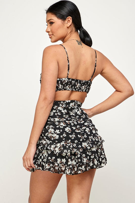 Floral Cami Top and Ruffle Hem Skirt Set