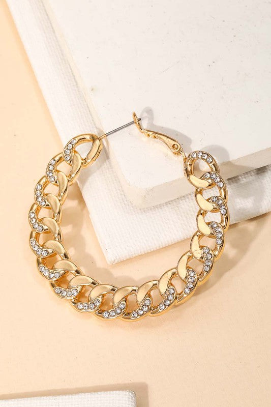 Pave Curb Chain Hoop