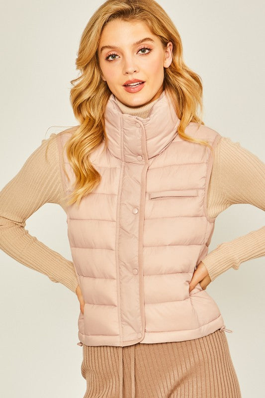 Padded Solid High Neck Vest