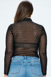 Glitter Mock Neck Mesh Long Sleeve Bodysuit