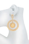 Greek Lion Charm Circle Earring