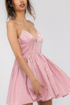 Sweetheart Neckline Pleated Mini Dress