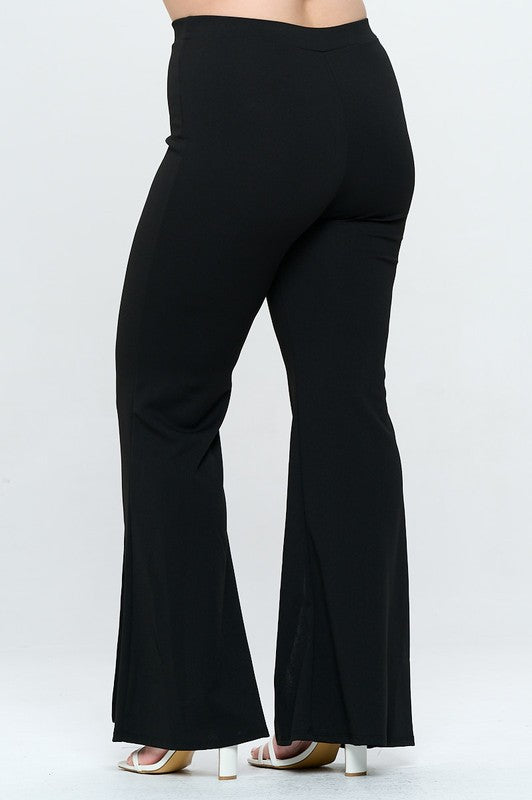 Solid Front Slit Flare Pant