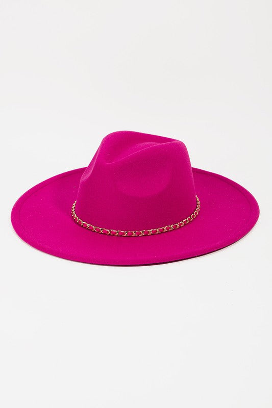Color Match Ribbon and Chain Fedora