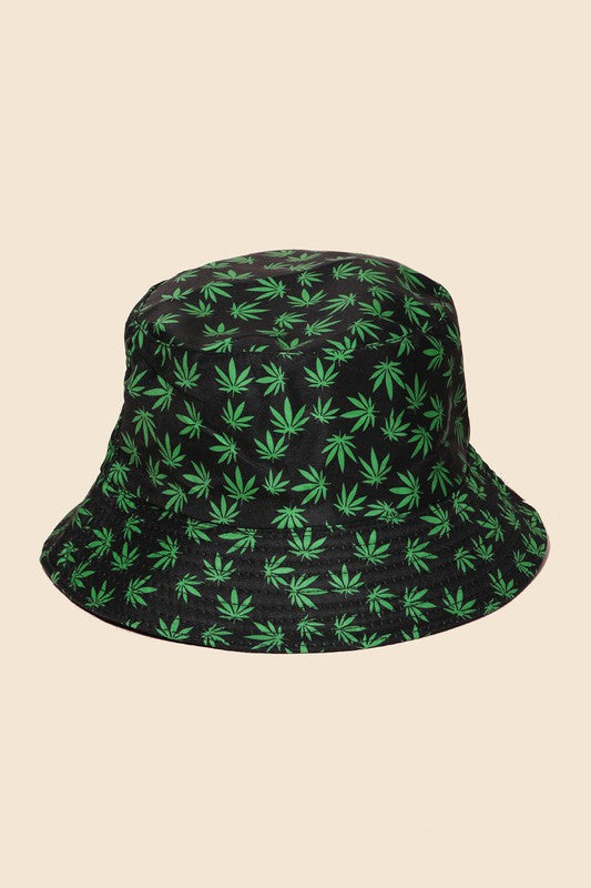 Marijuana Leaf Print Bucket Hat