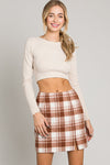 Plaid Print Wool Mini Skirt