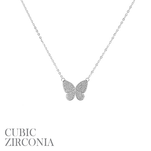 CZ Tilted Butterfly Necklace