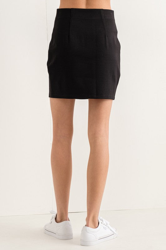 Mini Fitted Ponte Skirt with Side Slit