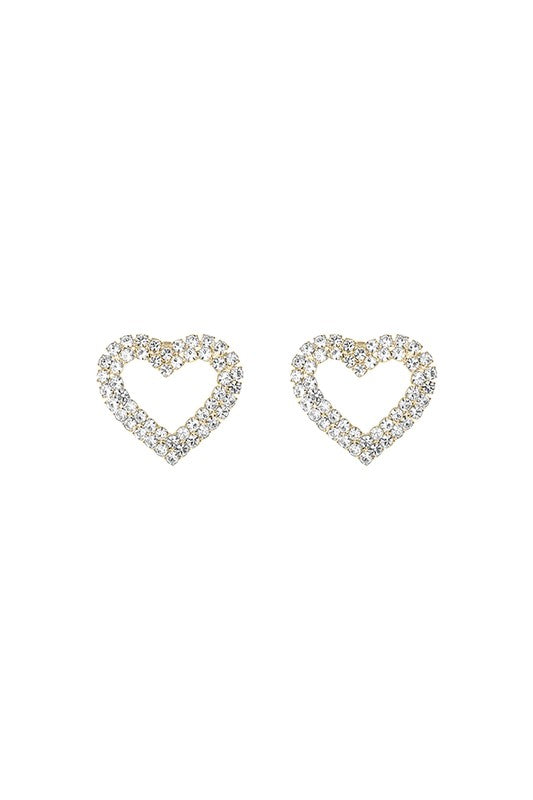 Jeweled Heart Frame Stud Earring