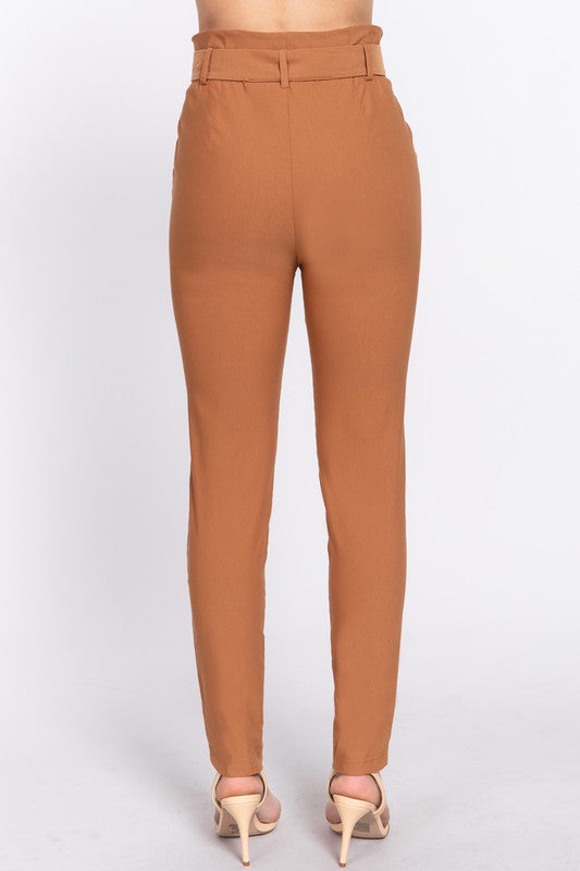 High Waist Paperbag Tie Front Pant