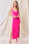 Solid Cowl Neck Cross Back Maxi Dress