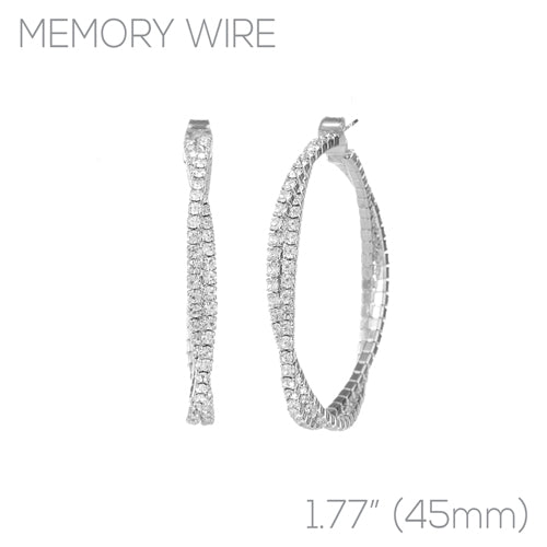 45mm  Twisted Memory Wire Hoop Earring Silver