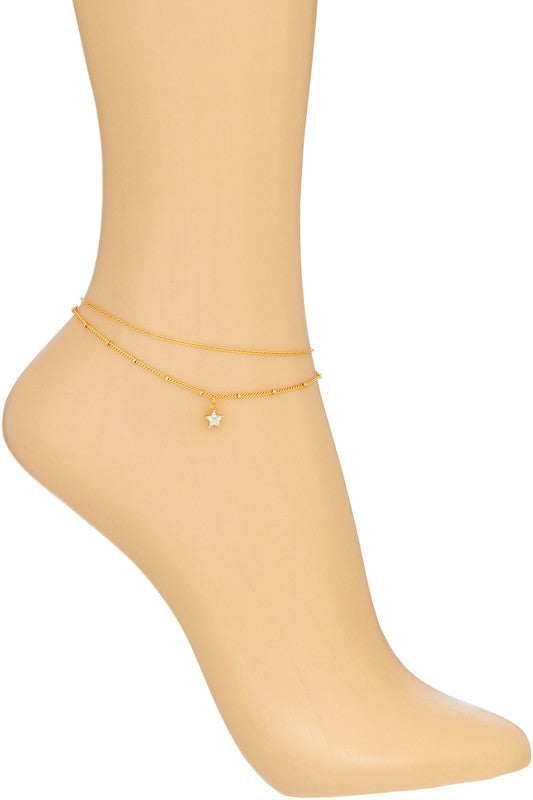 Star Layer Chain Anklet Gold